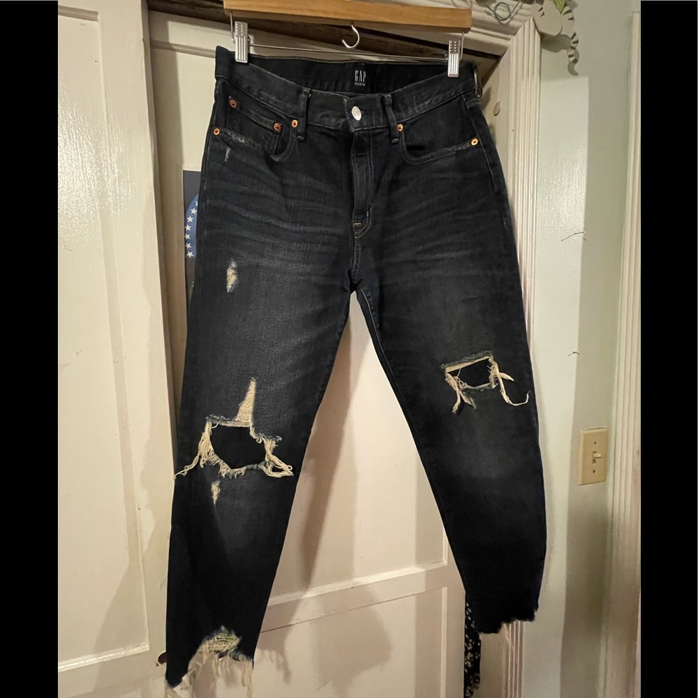 Distressed Dark Wash Gap Jeans